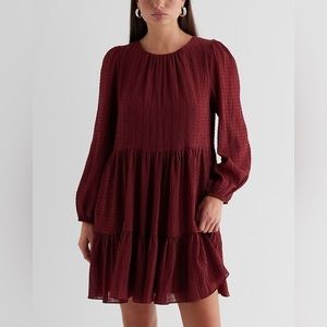 Crew Neck Long Sleeve Mini Shift Dress